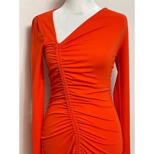 Michael Costello X REVOLVE women's dress Kylee orange midi maxi ruched sheath XS